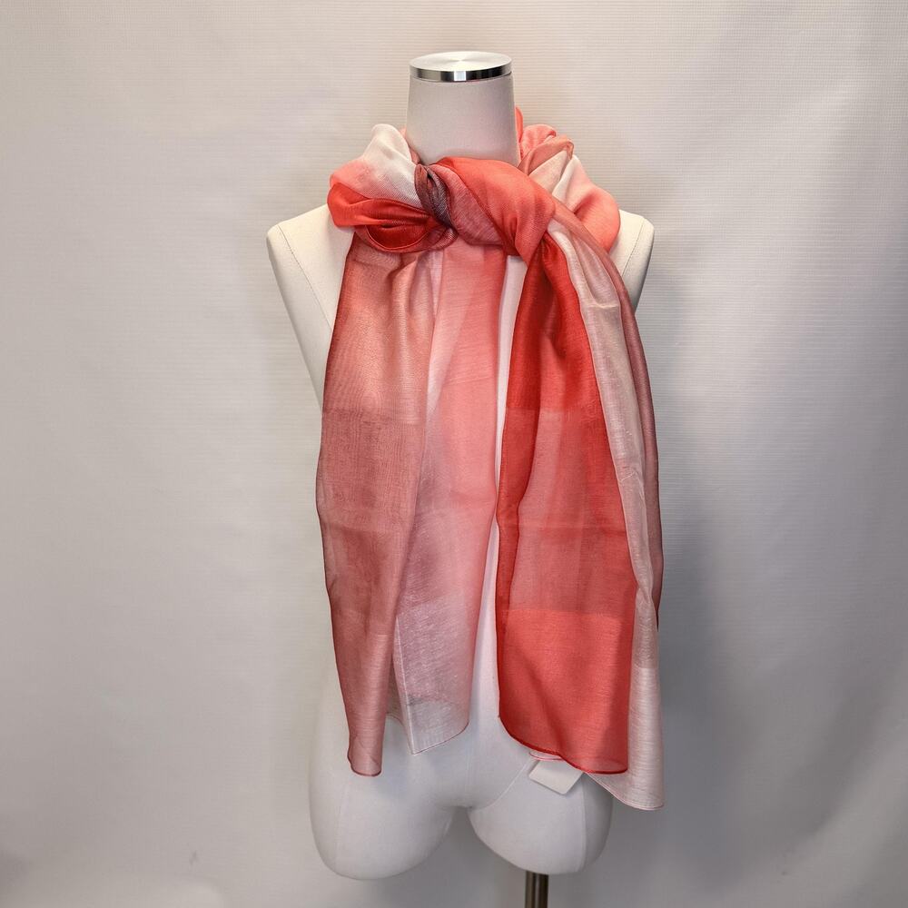 Pretty Persuasions Scarf Womens Pink Ombre Chiffon Rectangle Striped Sheer Wrap